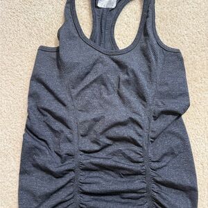 Athleta Charcoal Racerback Ruched Tank Top